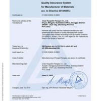 Hyupshin Flanges CE PED AD2000 Certificate